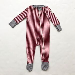 Burts Bees Baby stripe footed pyjamas VGUC 3-6 months
